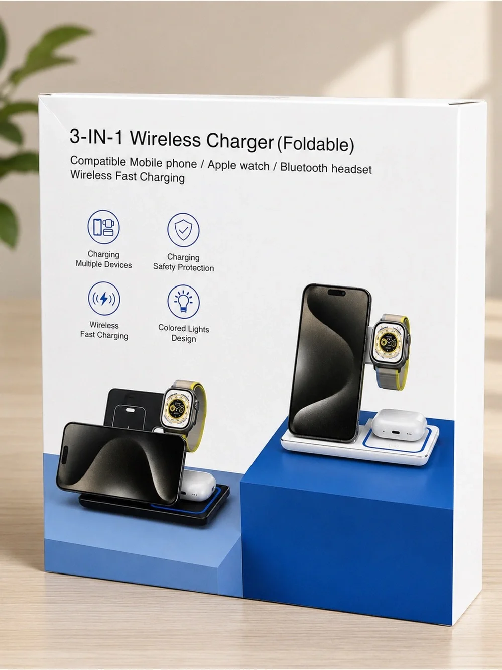 3-in-1 Wireless Charging Station Fast Charger for iPhone Apple Watch AirPods